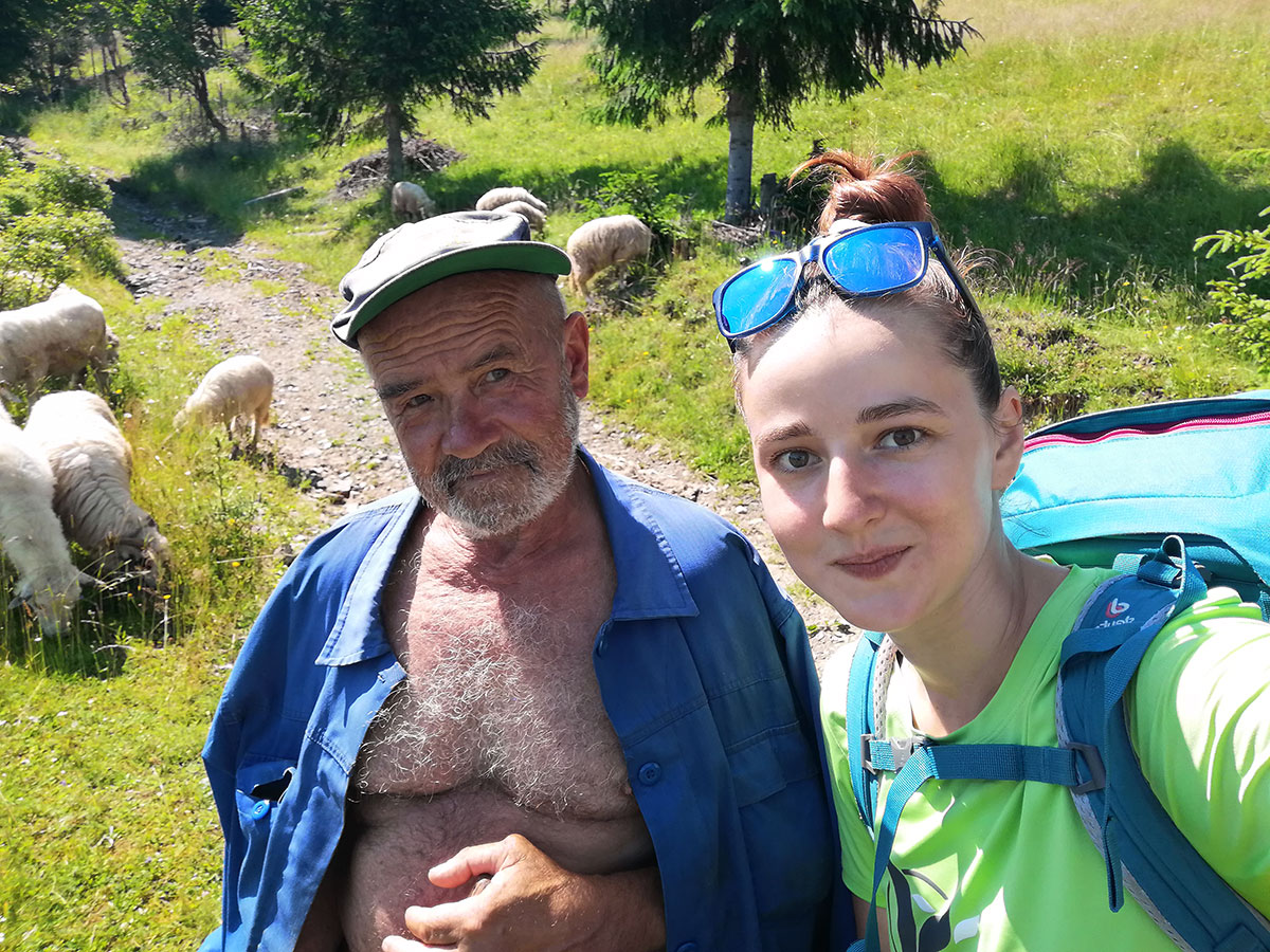 Selfie von Anca mit einem Hirten