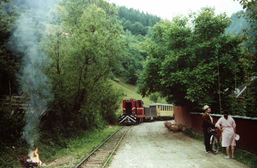 Dorfstraße mit Eisenbahn
