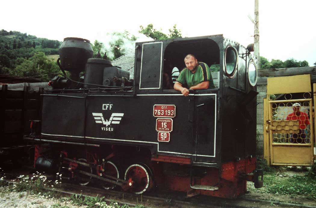 Autor auf einer Dampflok