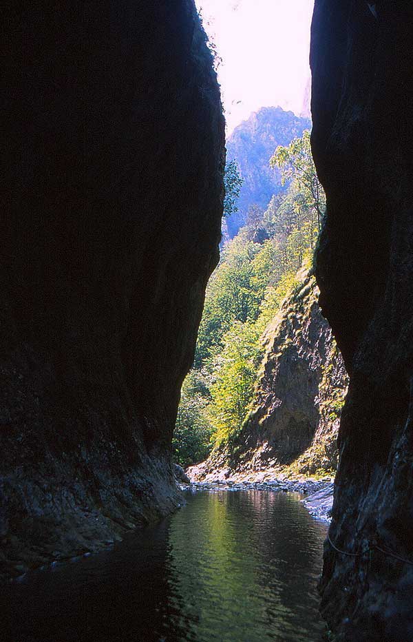 Fluss fließt durch eine Klamm