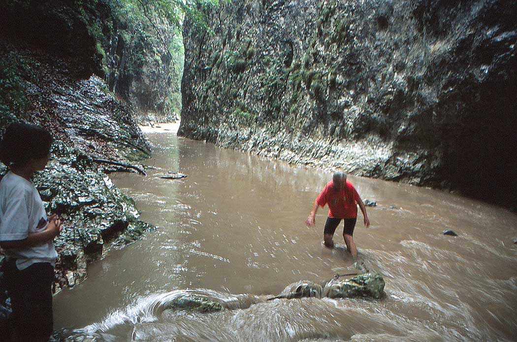 Fluss fließt durch eine Klamm